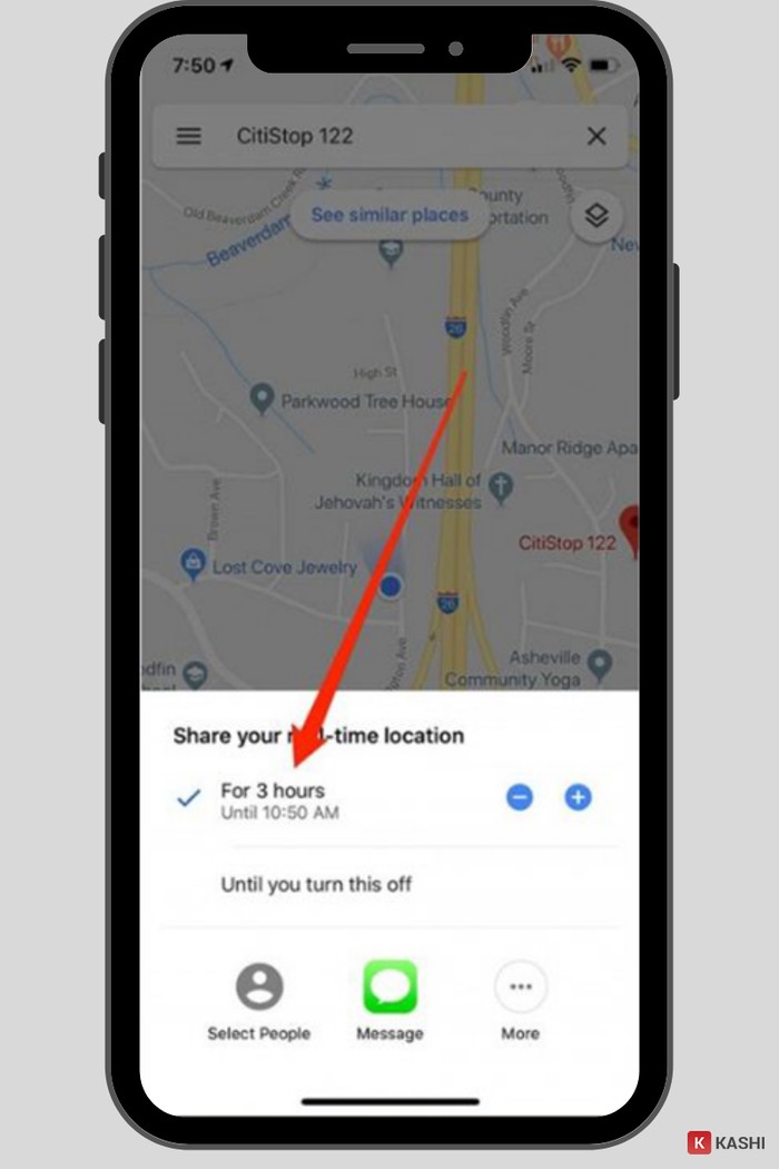 Chọn thời gian chia sẻ vị trí