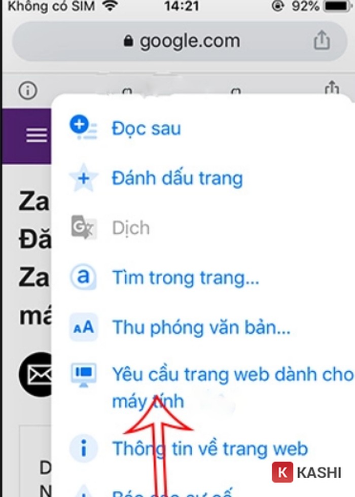 Yêu cầu trang web dành cho máy tính