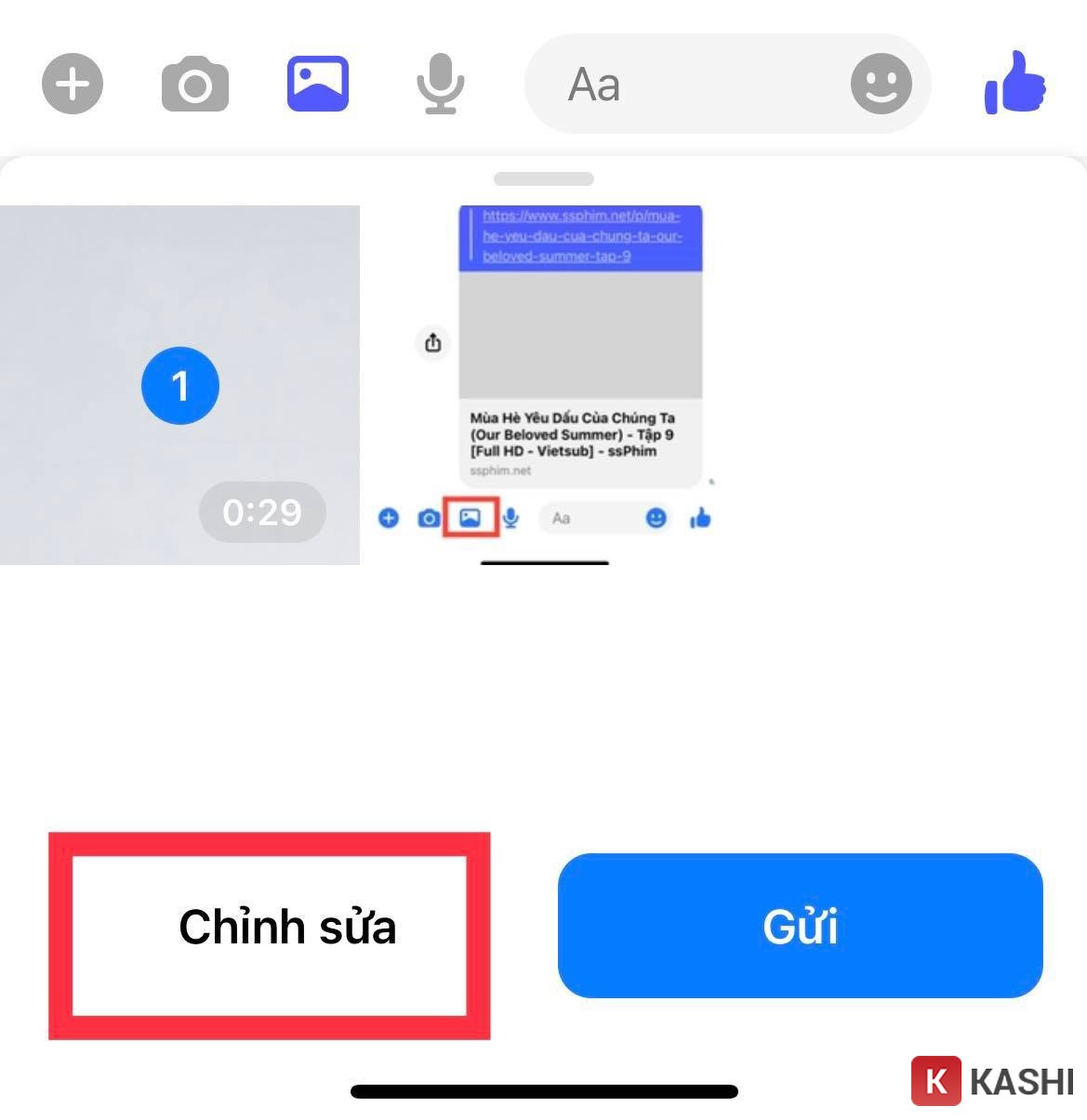 Chọn video và chỉnh sửa trong Messenger