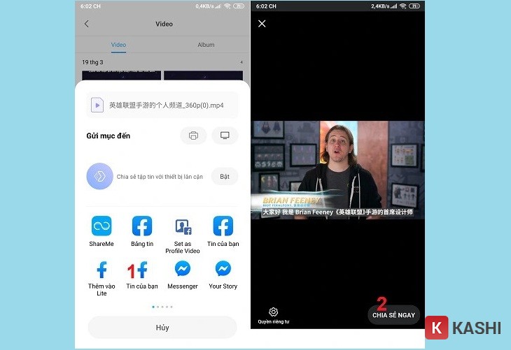 Chia sẻ video lên Story trên Facebook Lite