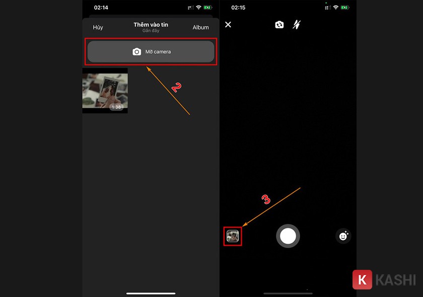 Mở camera và chọn video từ thư viện trên Facebook iOS