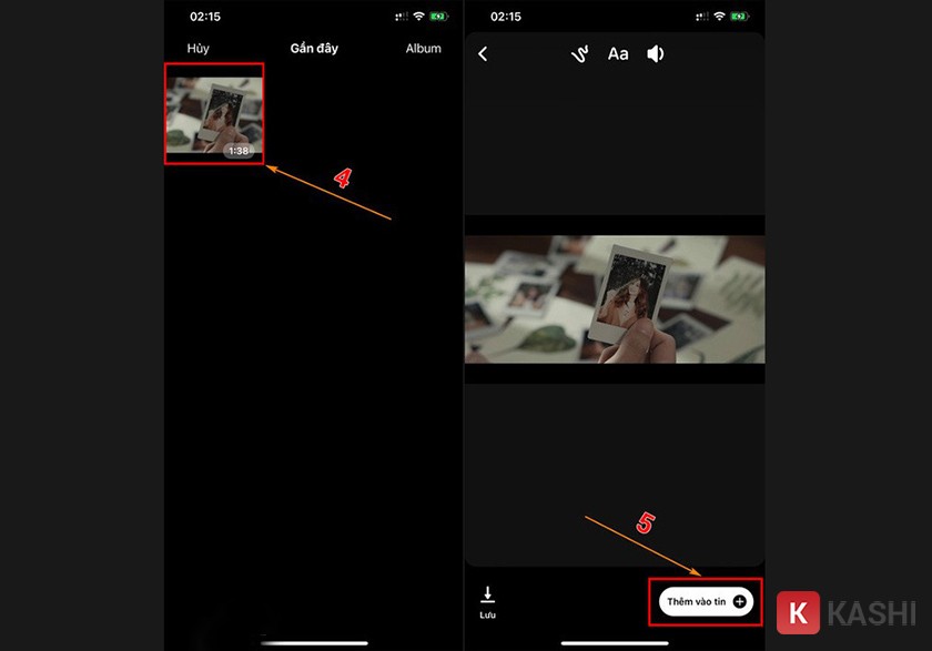 Chỉnh sửa và thêm video vào Tin trên Facebook iOS