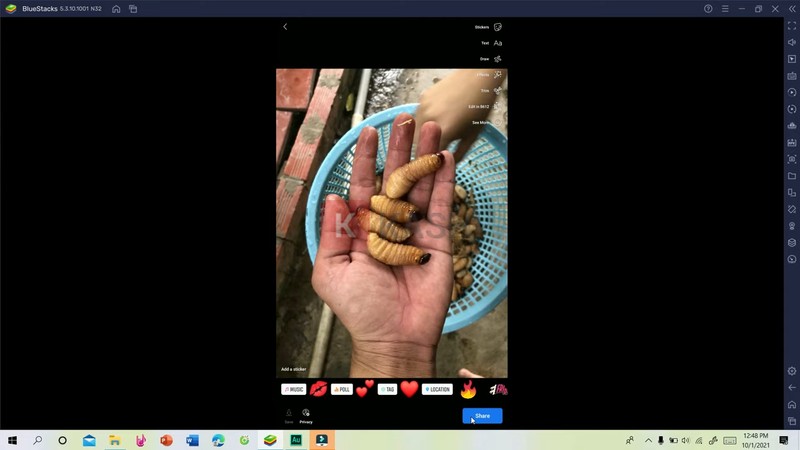 Chia sẻ video lên story