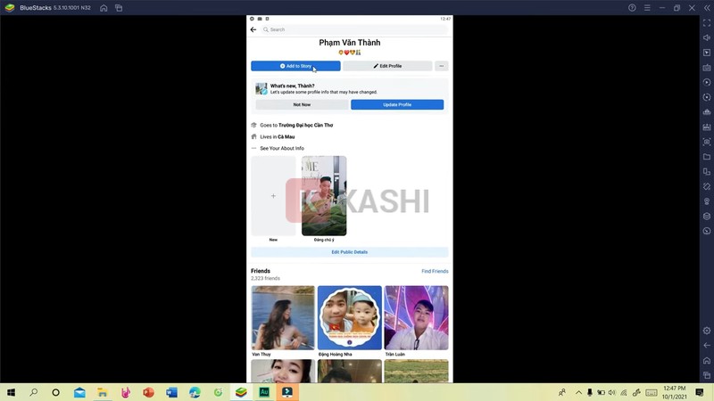 Mở giao diện đăng story