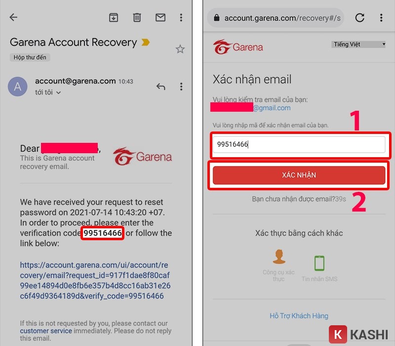 Nhập mã xác nhận email