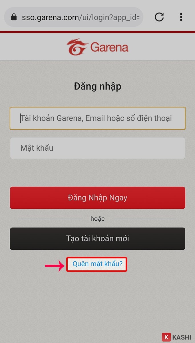 Quên mật khẩu Garena