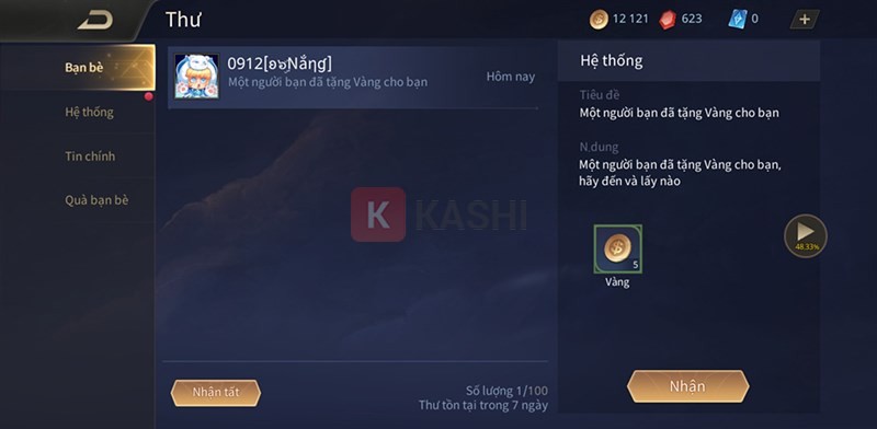 Nhận vàng từ bạn bè