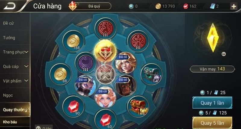 Quay kho báu Liên Quân