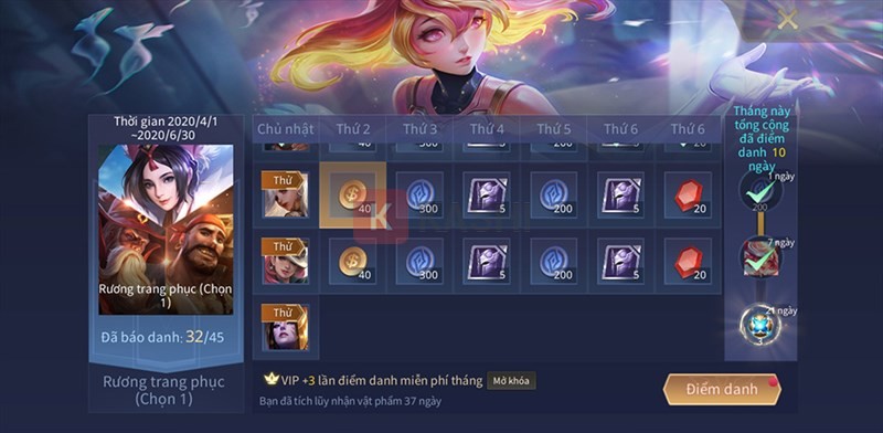 Điểm danh đăng nhập Liên Quân