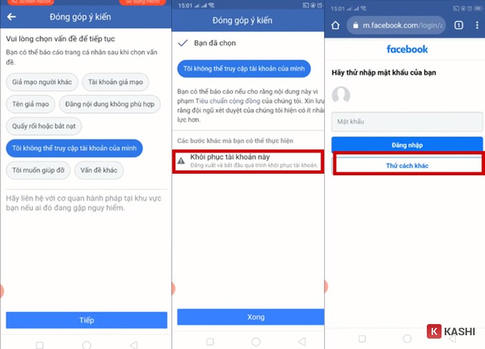 Khôi phục lại tài khoản