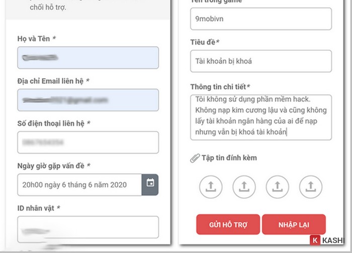 Nhập thông tin và nhấn “Gửi hỗ trợ”.