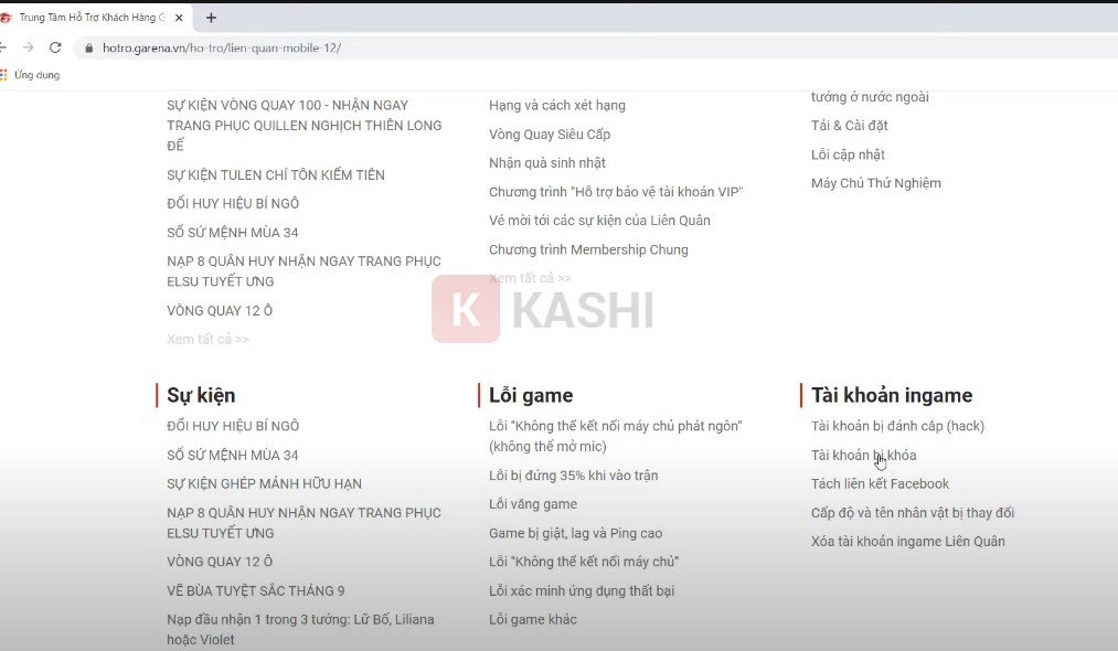 Chọn Tài khoản bị khóa