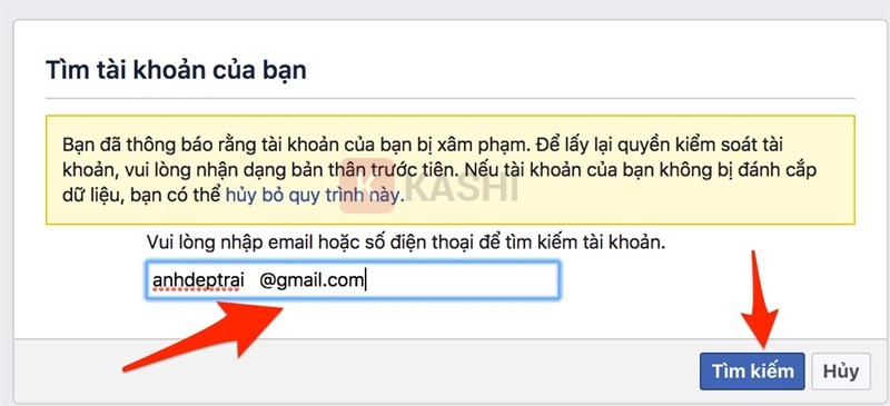 Tìm kiếm tài khoản Facebook