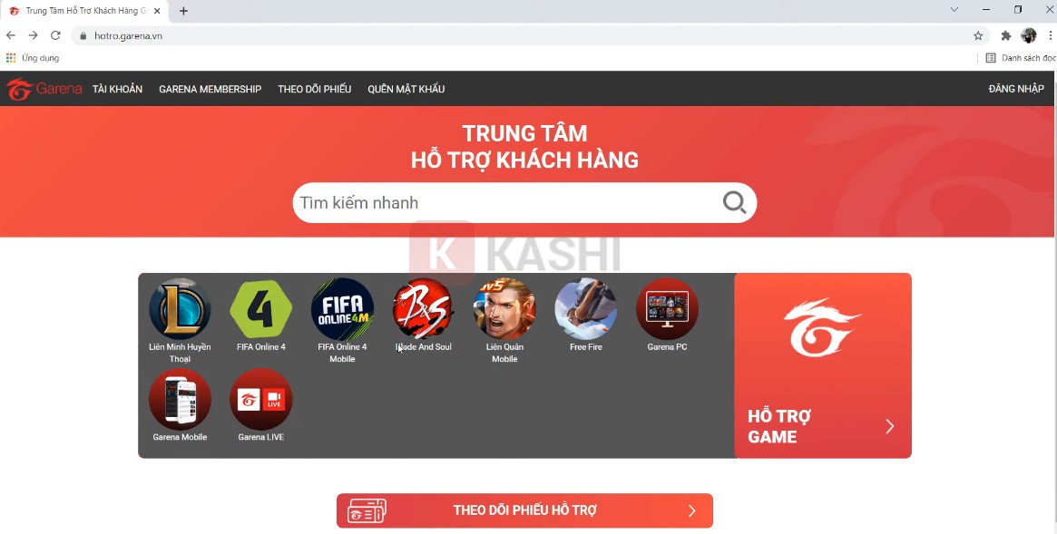 Chọn Hỗ trợ game và Liên Quân Mobile