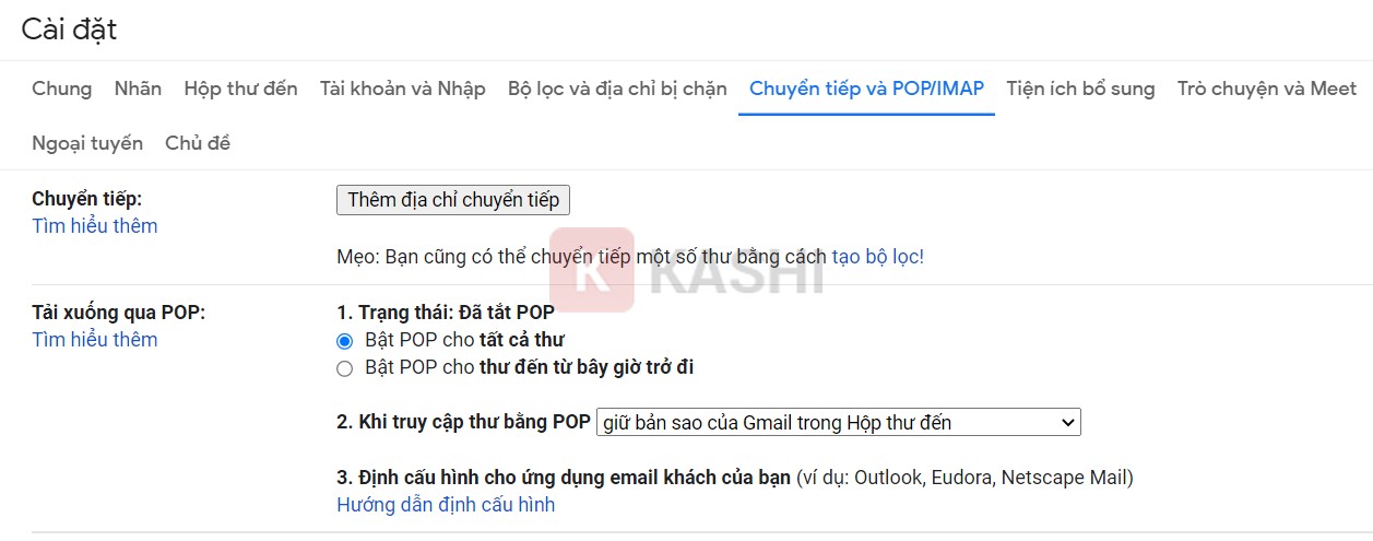 Bật POP trong Gmail