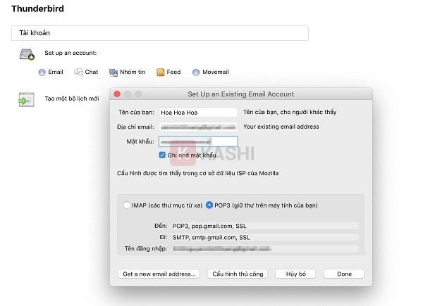 Cấu hình Thunderbird