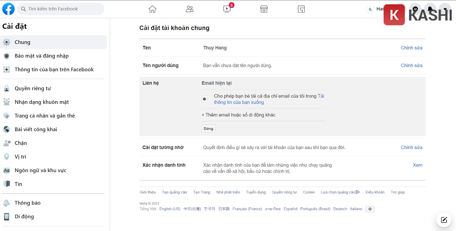 Thêm email hoặc số điện thoại