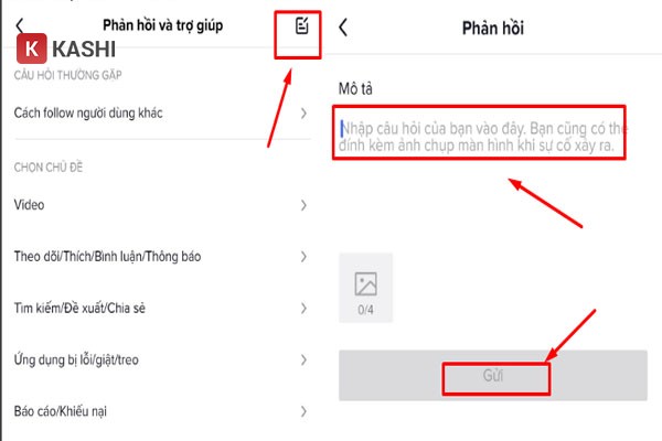 Minh họa cách gửi phản hồi