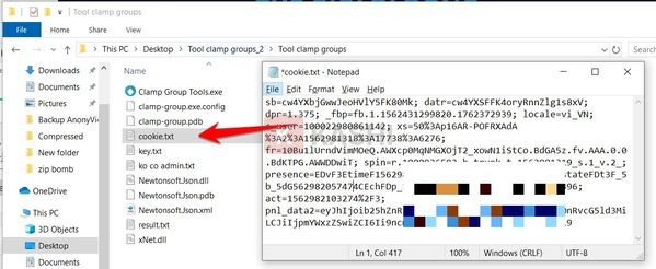 Dán cookie vào file “cookie.txt”
