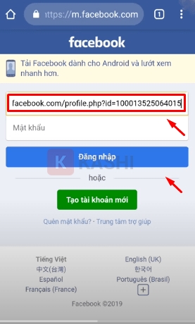 Dán liên kết và đăng nhập