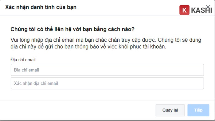 Hình ảnh minh họa điền email mới