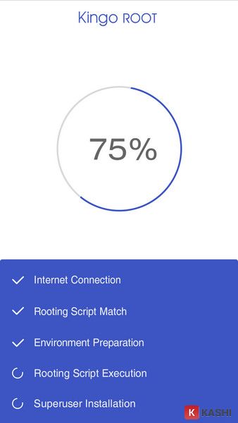 Quá trình root Android đang diễn ra