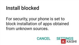 Cho phép cài đặt từ nguồn không xác định