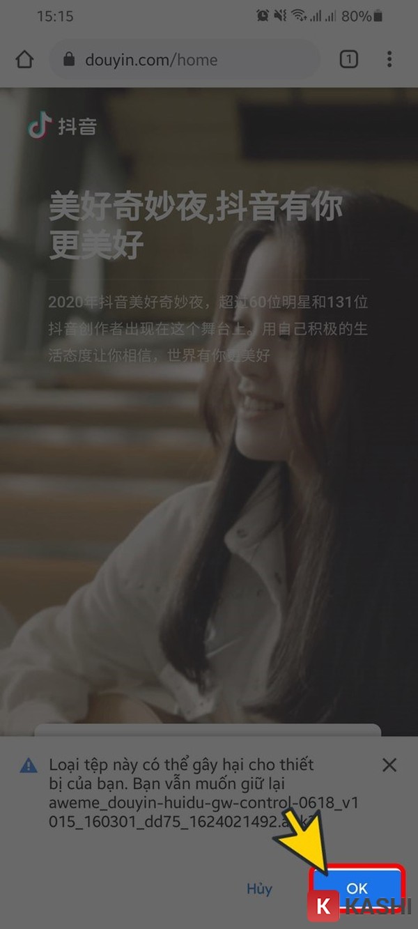 Xác nhận tải file APK Douyin