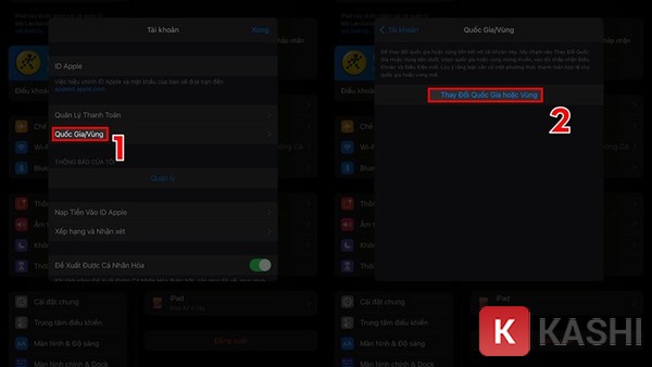 Thay đổi quốc gia/vùng Apple ID