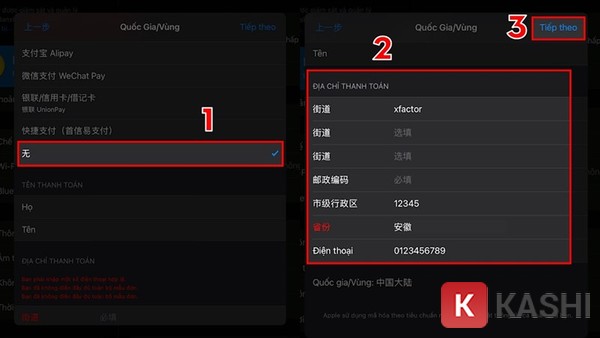 Điền thông tin thanh toán