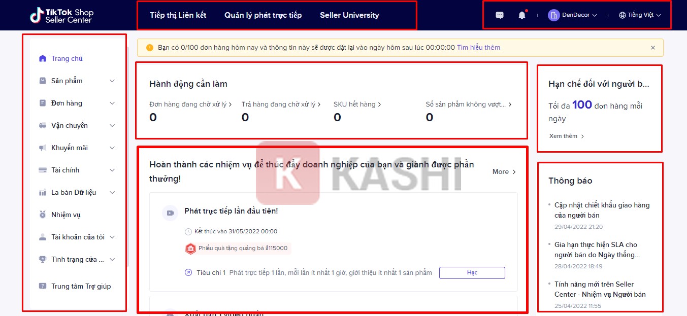 Tổng quan giao diện TikTok shop