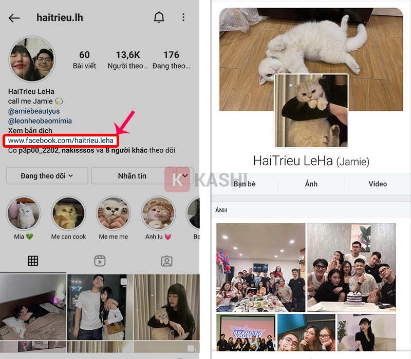 Kiểm tra link Facebook trong tiểu sử Instagram