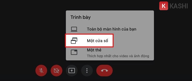 Chọn cửa sổ trình chiếu trên Google Meet
