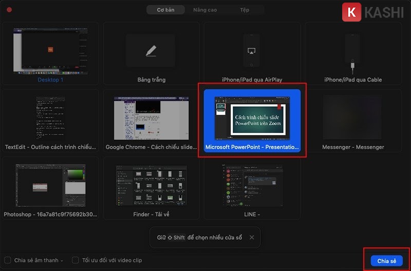 Chọn file PowerPoint để chia sẻ trên Zoom