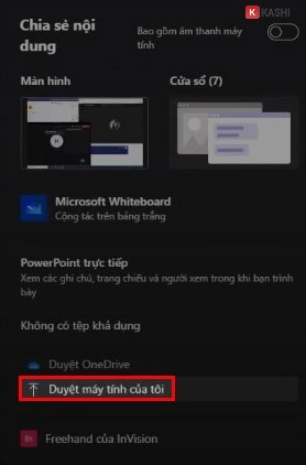 Chọn file PowerPoint trên Microsoft Teams