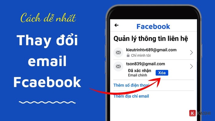 Mô tả cách xóa email trên Facebook
