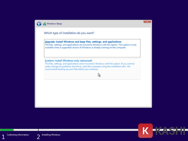 Chọn loại cài đặt