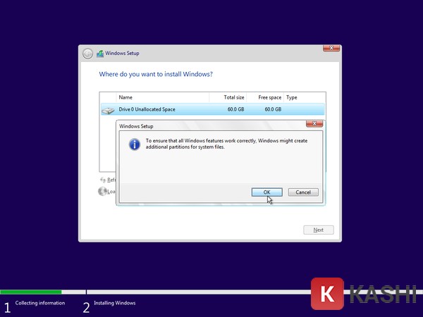 Xác nhận tạo phân vùng