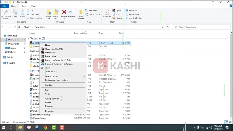 Giải nén file cài đặt