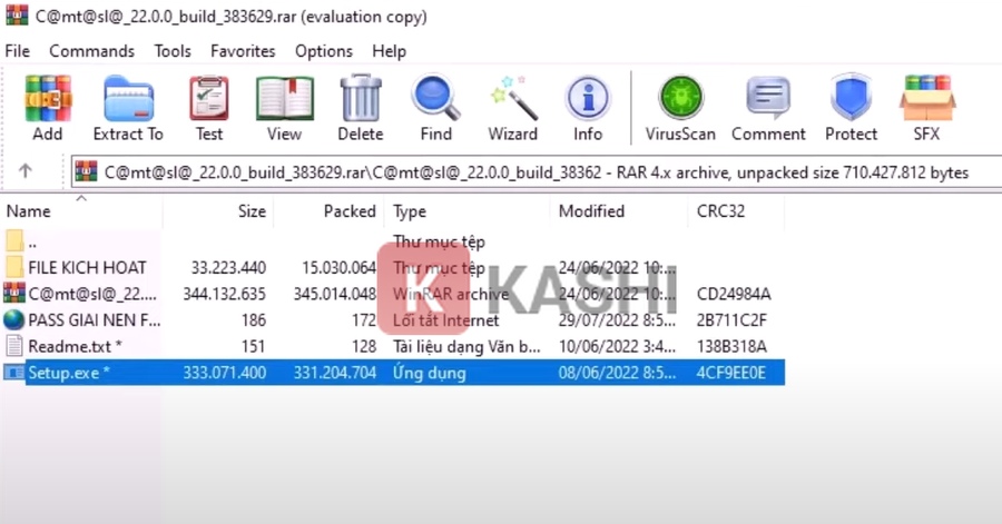 Giải nén file cài đặt