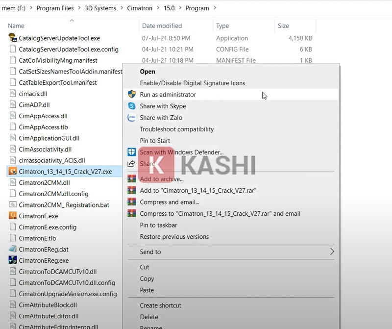 Chạy file với quyền quản trị viên