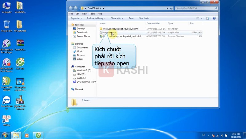 Mở file cài đặt