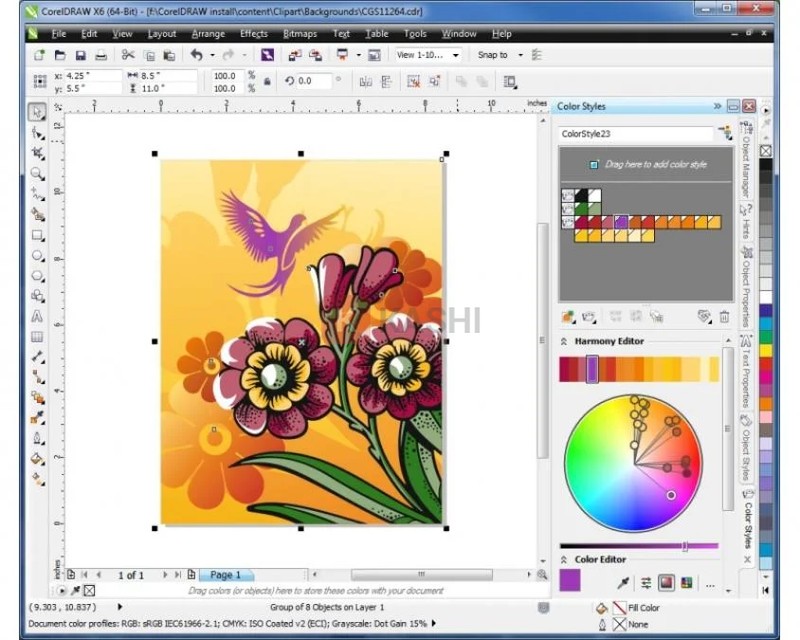 Giao diện chỉnh sửa CorelDraw x4