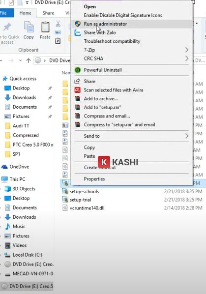 Chạy file "Setup" với quyền admin