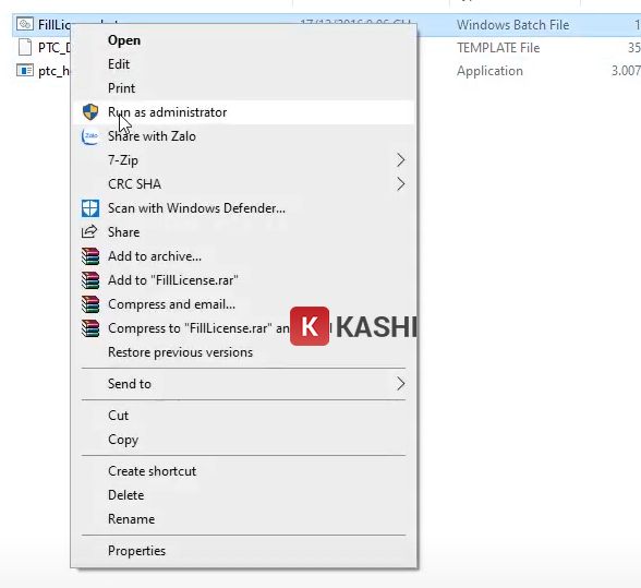 Chạy file FillLicense.bat