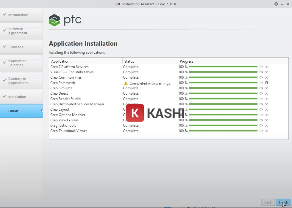 Creo 7.0 đã cài đặt thành công