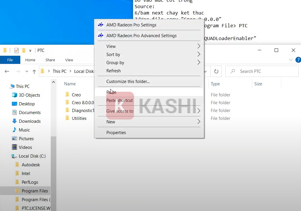 Dán thư mục Creo