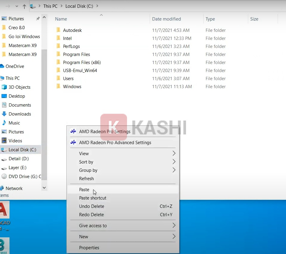 Dán file license vào ổ C