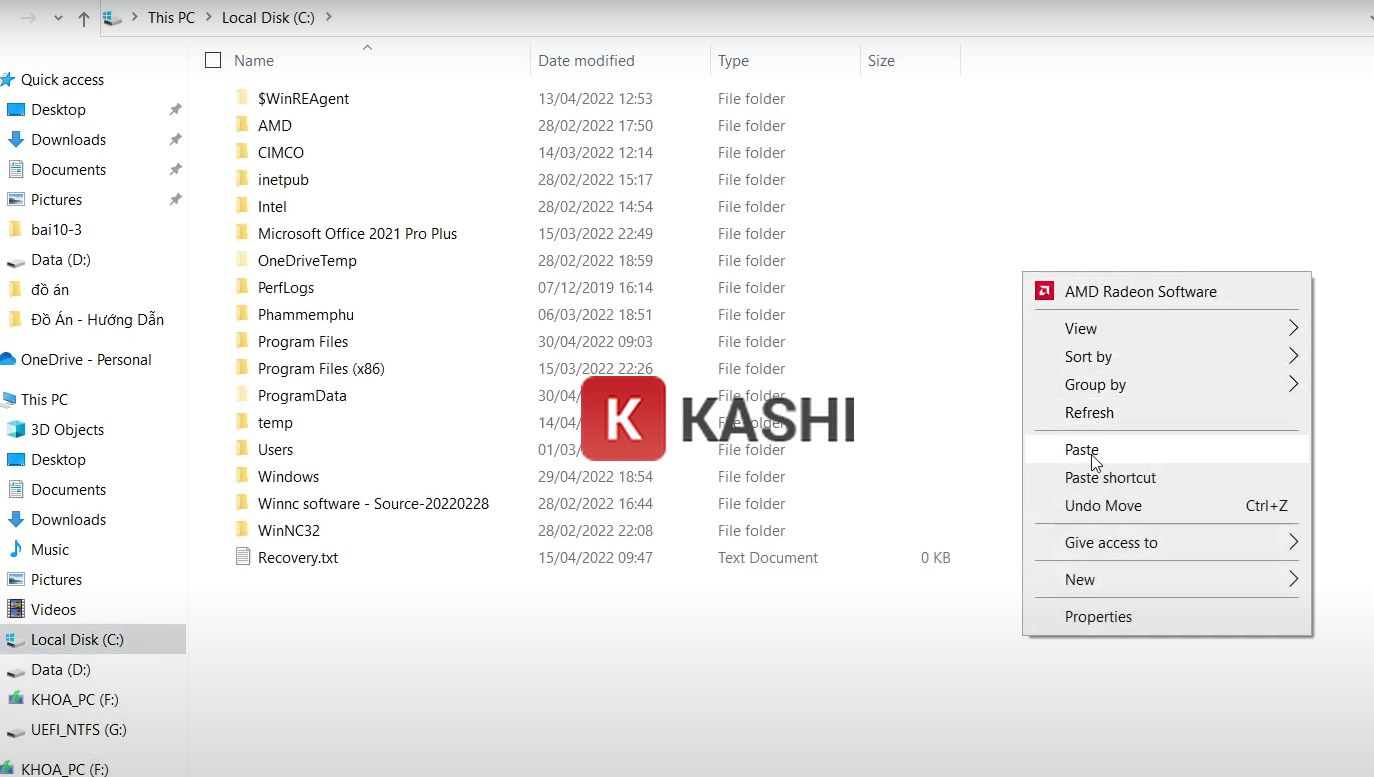Copy thư mục "PTC.LICENSE.WINDOWS.2022-04-21-SSQ" sang ổ đĩa C