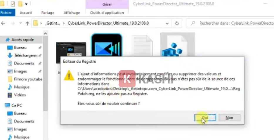 Mở file "Reg Patch" và nhấn "Qui".